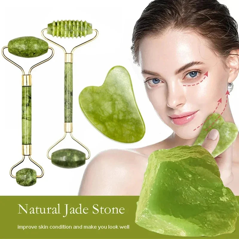 Gua Sha Jade Roller Facial Massage Set | Velmora