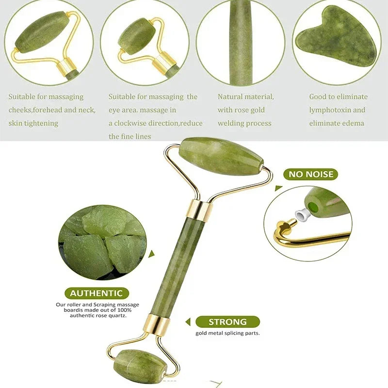 Gua Sha Jade Roller Facial Massage Set | Velmora